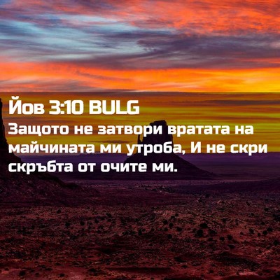 Picture 02 - Йов 3:10 BULG - Защото не затвори вратата - Bible Verse Picture