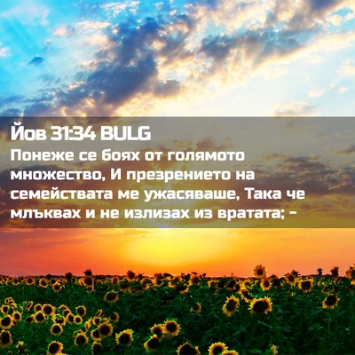 Picture 02 - Йов 31:34 BULG - Понеже се боях от голямото - Bible Verse Picture