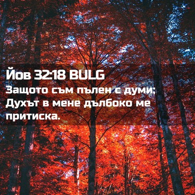 Picture 02 - Йов 32:18 BULG - Защото съм пълен с думи; - Bible Verse Picture