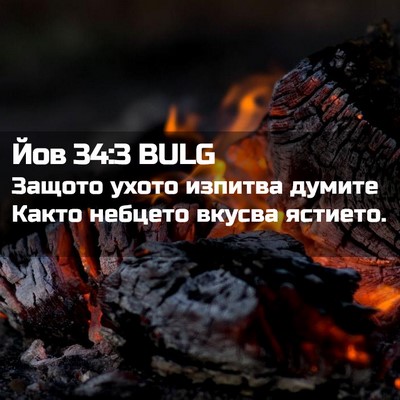 Picture 02 - Йов 34:3 BULG - Защото ухото изпитва - Bible Verse Picture