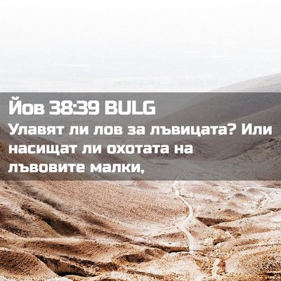 Picture 02 - Йов 38:39 BULG - Улавят ли лов за лъвицата? - Bible Verse Picture