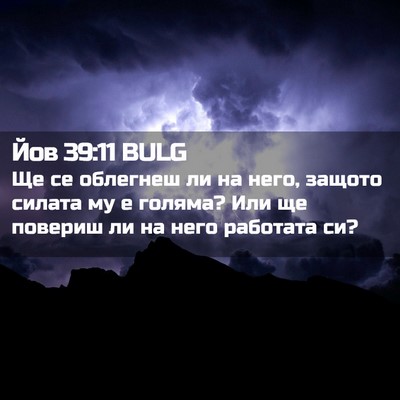 Picture 02 - Йов 39:11 BULG - Ще се облегнеш ли на него, - Bible Verse Picture