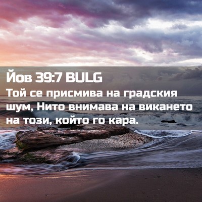 Picture 02 - Йов 39:7 BULG - Той се присмива на - Bible Verse Picture