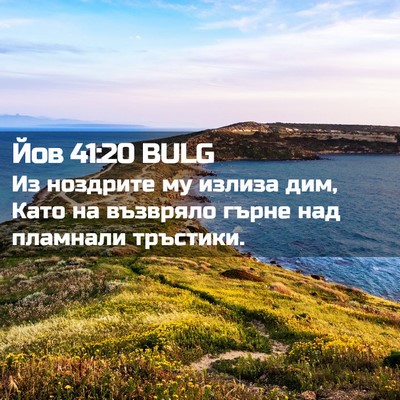 Picture 02 - Йов 41:20 BULG - Из ноздрите му излиза дим, - Bible Verse Picture