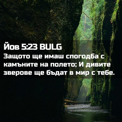 Picture 02 - Йов 5:23 BULG - Защото ще имаш спогодба с - Bible Verse Picture