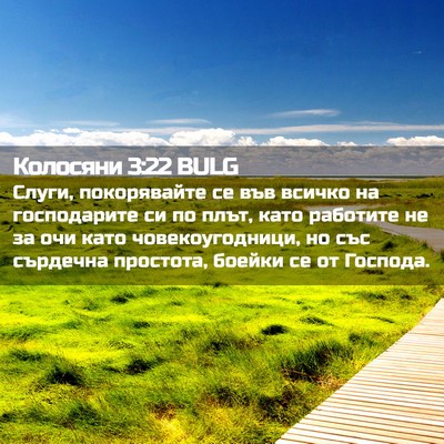 Picture 02 - Колосяни 3:22 BULG - Слуги, покорявайте се във - Bible Verse Picture