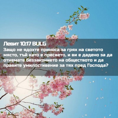 Picture 02 - Левит 10:17 BULG - Защо не ядохте приноса за - Bible Verse Picture