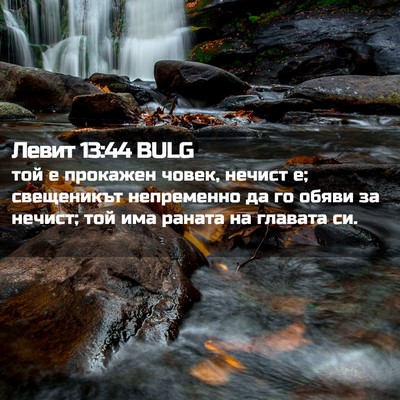 Picture 02 - Левит 13:44 BULG - той е прокажен човек, - Bible Verse Picture