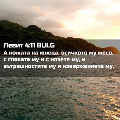 Picture 02 - Левит 4:11 BULG - А кожата на юнеца, всичкото - Bible Verse Picture
