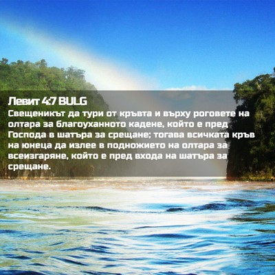 Picture 02 - Левит 4:7 BULG - Свещеникът да тури от - Bible Verse Picture