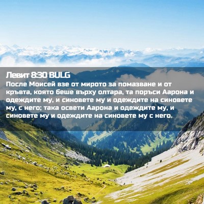 Picture 02 - Левит 8:30 BULG - После Моисей взе от мирото - Bible Verse Picture