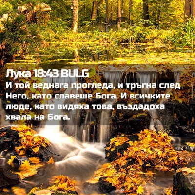 Picture 02 - Лука 18:43 BULG - И той веднага прогледа, и - Bible Verse Picture