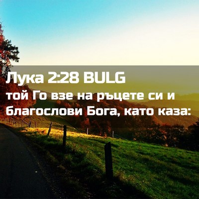 Picture 02 - Лука 2:28 BULG - той Го взе на ръцете си и - Bible Verse Picture