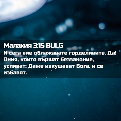 Picture 02 - Малахия 3:15 BULG - И сега вие облажавате - Bible Verse Picture