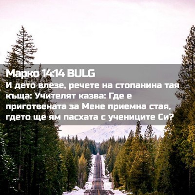 Picture 02 - Марко 14:14 BULG - И дето влезе, речете на - Bible Verse Picture