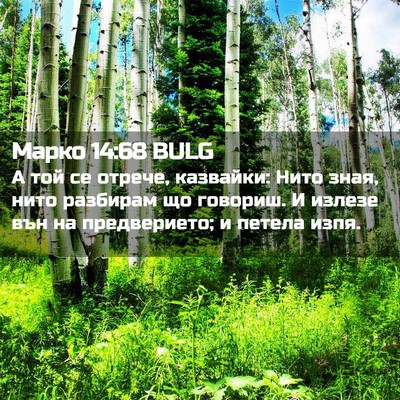 Picture 02 - Марко 14:68 BULG - А той се отрече, казвайки: - Bible Verse Picture