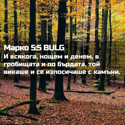 Picture 02 - Марко 5:5 BULG - И всякога, нощем и денем, в - Bible Verse Picture