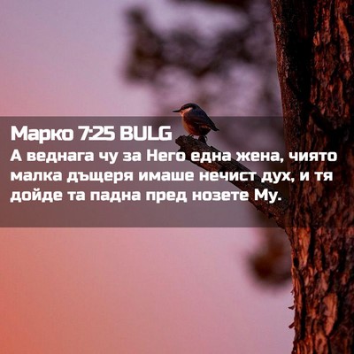 Picture 02 - Марко 7:25 BULG - А веднага чу за Него една - Bible Verse Picture