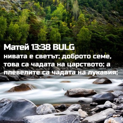 Picture 02 - Матей 13:38 BULG - нивата е светът; доброто - Bible Verse Picture