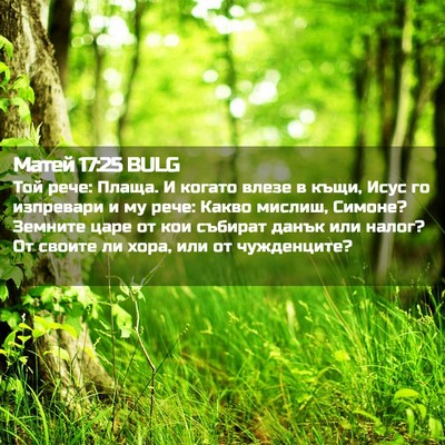 Picture 02 - Матей 17:25 BULG - Той рече: Плаща. И когато - Bible Verse Picture