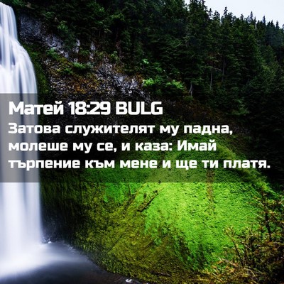Picture 02 - Матей 18:29 BULG - Затова служителят му - Bible Verse Picture