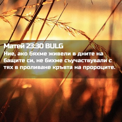 Picture 02 - Матей 23:30 BULG - Ние, ако бяхме живели в - Bible Verse Picture