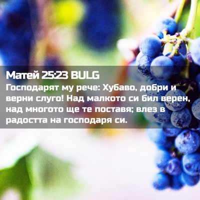 Picture 02 - Матей 25:23 BULG - Господарят му рече: Хубаво, - Bible Verse Picture