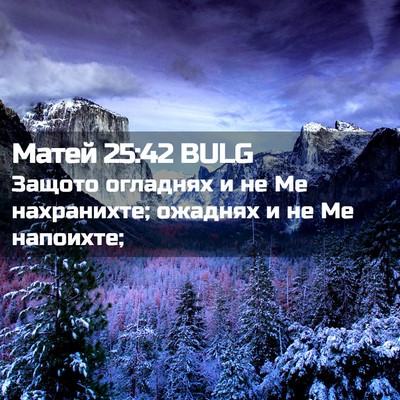 Picture 02 - Матей 25:42 BULG - Защото огладнях и не Ме - Bible Verse Picture