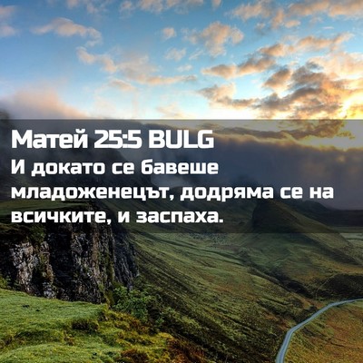 Picture 02 - Матей 25:5 BULG - И докато се бавеше - Bible Verse Picture