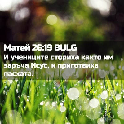 Picture 02 - Матей 26:19 BULG - И учениците сториха както - Bible Verse Picture
