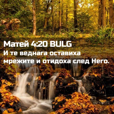 Picture 02 - Матей 4:20 BULG - И те веднага оставиха - Bible Verse Picture