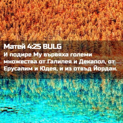 Picture 02 - Матей 4:25 BULG - И подире Му вървяха големи - Bible Verse Picture