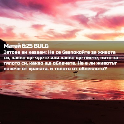 Picture 02 - Матей 6:25 BULG - Затова ви казвам: Не се - Bible Verse Picture