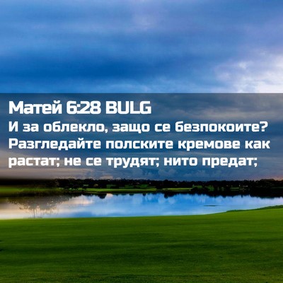 Picture 02 - Матей 6:28 BULG - И за облекло, защо се - Bible Verse Picture