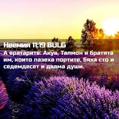 Picture 02 - Неемия 11:19 BULG - А вратарите: Акув, Талмон и - Bible Verse Picture