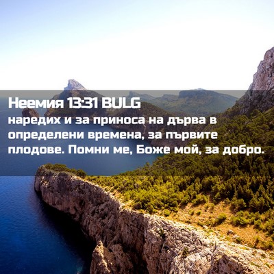 Picture 02 - Неемия 13:31 BULG - наредих и за приноса на - Bible Verse Picture