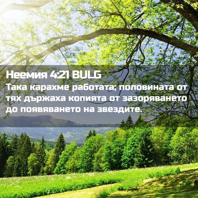 Picture 02 - Неемия 4:21 BULG - Така карахме работата; - Bible Verse Picture