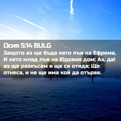 Picture 02 - Осия 5:14 BULG - Защото аз ще бъда като лъв - Bible Verse Picture