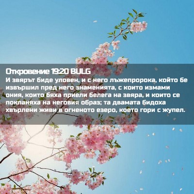 Picture 02 - Откровение 19:20 BULG - И звярът биде уловен, и с - Bible Verse Picture