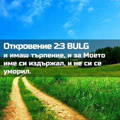 Picture 02 - Откровение 2:3 BULG - и имаш търпение, и за Моето - Bible Verse Picture