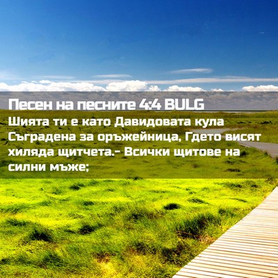 Picture 02 - Песен на песните 4:4 BULG - Шията ти е като Давидовата - Bible Verse Picture
