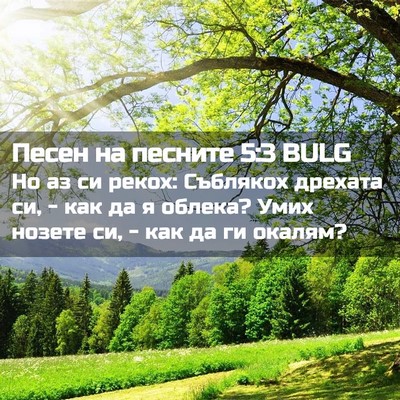 Picture 02 - Песен на песните 5:3 BULG - Но аз си рекох: Съблякох - Bible Verse Picture