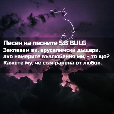 Picture 02 - Песен на песните 5:8 BULG - Заклевам ви, ерусалимски - Bible Verse Picture
