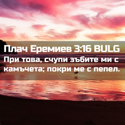 Picture 02 - Плач Еремиев 3:16 BULG - При това, счупи зъбите ми с - Bible Verse Picture