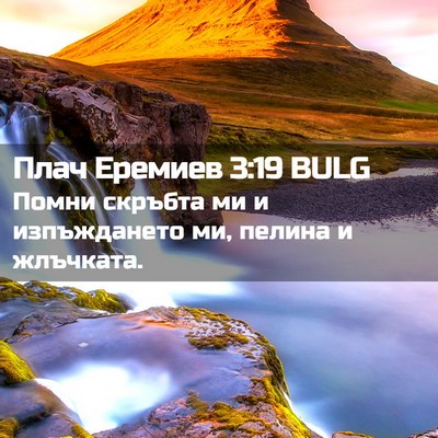 Picture 02 - Плач Еремиев 3:19 BULG - Помни скръбта ми и - Bible Verse Picture