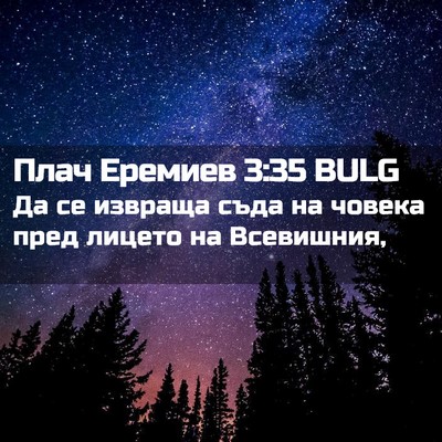 Picture 02 - Плач Еремиев 3:35 BULG - Да се извраща съда на - Bible Verse Picture