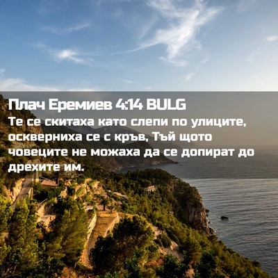 Picture 02 - Плач Еремиев 4:14 BULG - Те се скитаха като слепи по - Bible Verse Picture