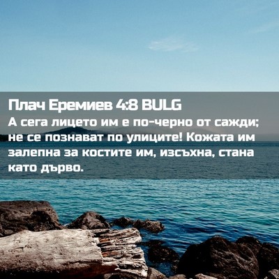 Picture 02 - Плач Еремиев 4:8 BULG - А сега лицето им е по-черно - Bible Verse Picture