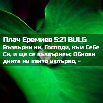 Picture 02 - Плач Еремиев 5:21 BULG - Възвърни ни, Господи, към - Bible Verse Picture