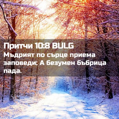 Picture 02 - Притчи 10:8 BULG - Мъдрият по сърце приема - Bible Verse Picture